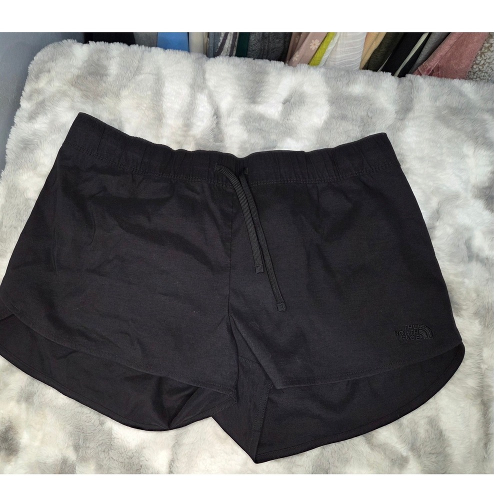The North Face Womens Black Running Shorts XL Elastic Waist Back Zip Pocket